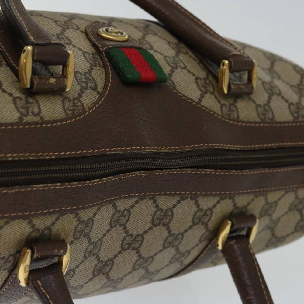 GUCCI GG Supreme Web Sherry Line Hand Bag PVC Beige Red 40 02 007 Auth 67806 - Picture 6 of 16